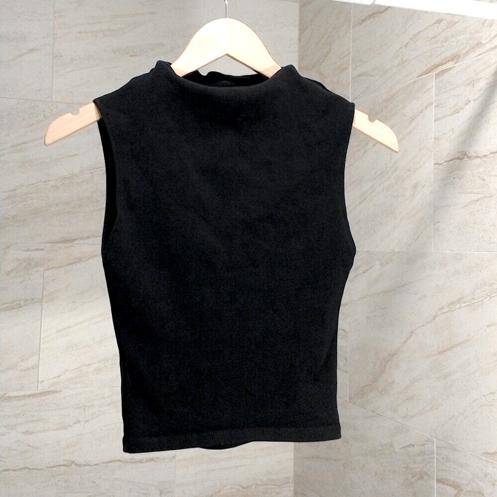 ZARA Mock Funnel Neck Sleeveless Crop Top
